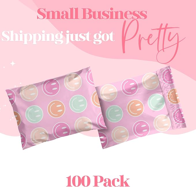 Pretty Package Store Designer Poly Mailers 14.5x19, Smiley Face, 100 Pack | - Image 2