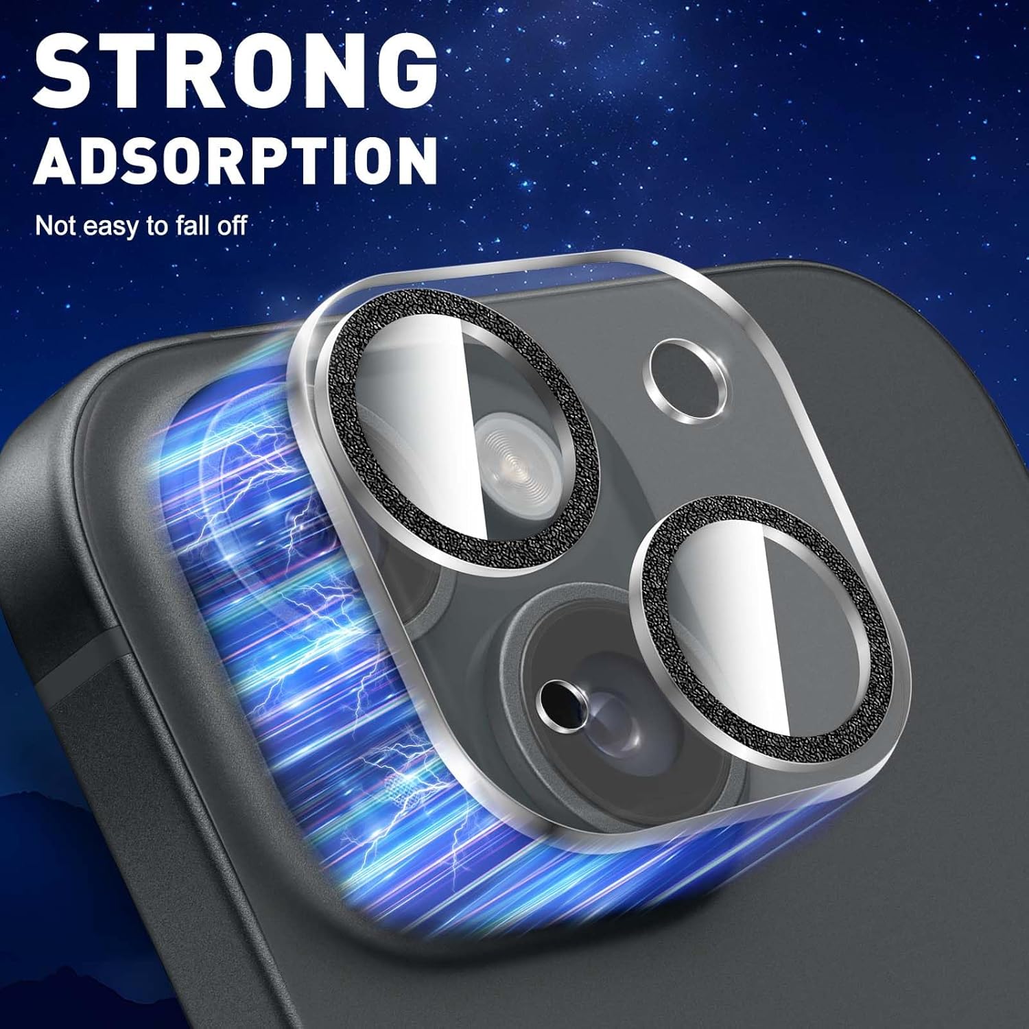 LucBuy 3PCS Sparkling Camera Lens Protector for iPhone 13/iPhone 13 Mini, Full Clear Acrylic Cover with Shiny Colorful Glitter Designed Decoration Back Camera Protector