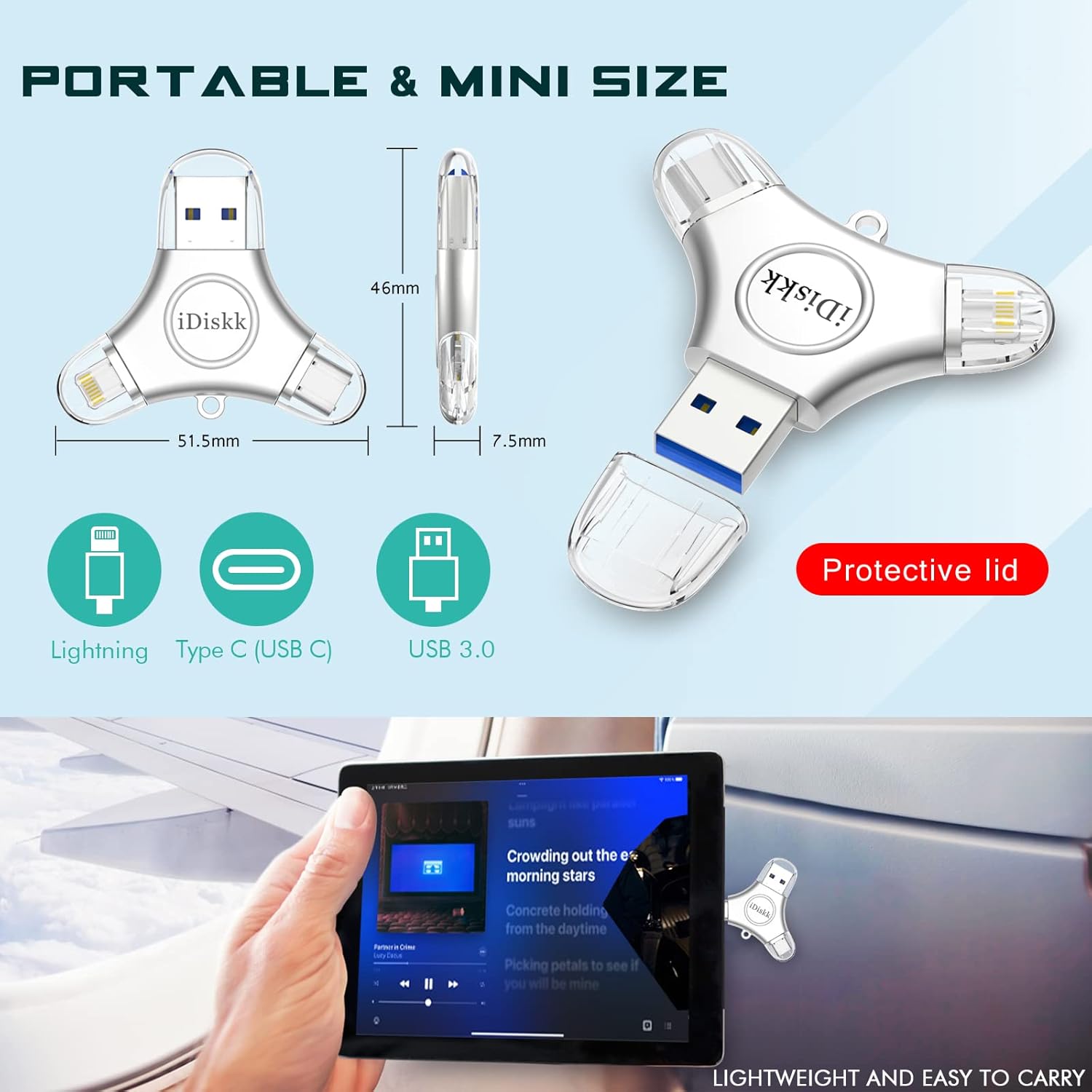 iDiskk 256GB App-le Certified Flash Drive Photo Vault for iPhone 15 USB C iPad Pro Android Samsung Flash Drive for iPhone Photo Storage Stick iPad pro Photo Stick for iPhone and Computer