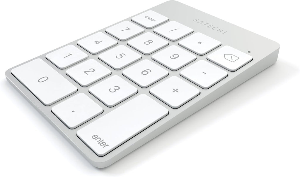 Satechi Slim Aluminum Bluetooth Keypad, Wireless Number Pad with 18 Keys, Micro USB Rechargeable Numpad, External Number Pad for MacBook Air/Pro M4, iPad Air/Pro M4/M3, iMac, PC - Silver