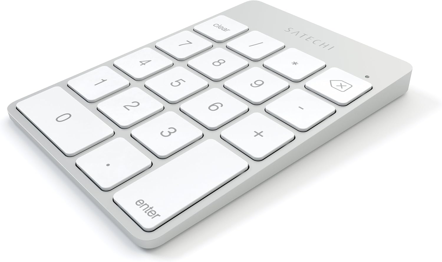 Satechi Slim Aluminum Bluetooth Keypad, Wireless Number Pad with 18 Keys, Micro USB Rechargeable Numpad, External Number Pad for MacBook Air/Pro M4, iPad Air/Pro M4/M3, iMac, PC - Silver