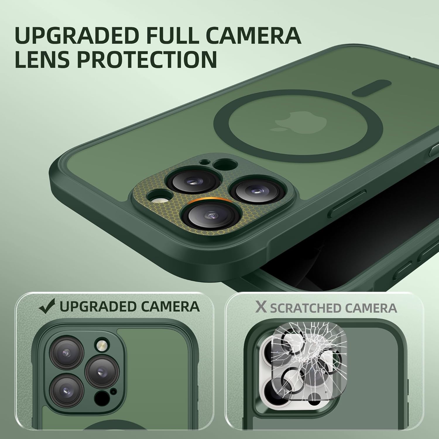 BERFY Magnetic for iPhone 16 Pro Max Case, Compatible with MagSafe, Built-in Privacy Screen Protector and Upgraded Camera Protection, Anti-Spy Full Body Shockproof Phone Case for 16 Pro Max 6.9",Green