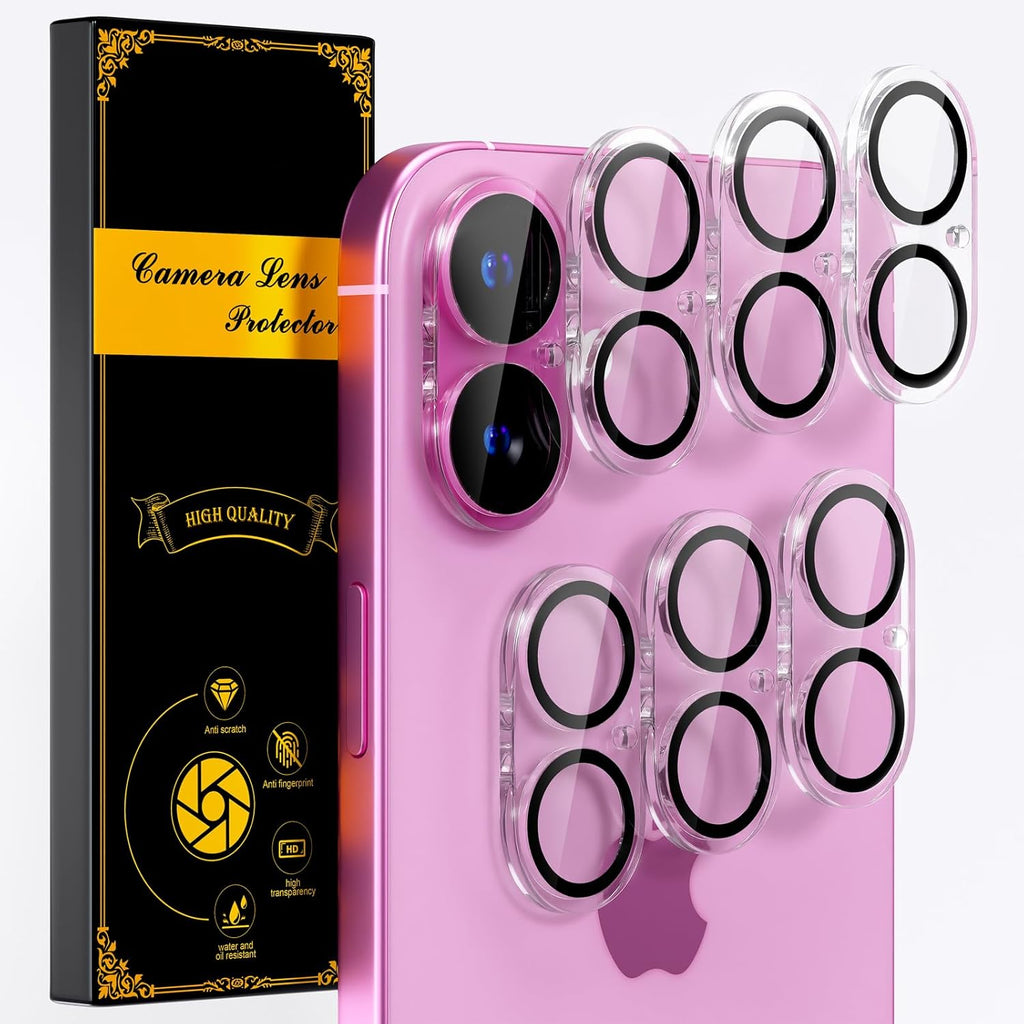 beuxece for 6 Pack iPhone 16 / iPhone 16 Plus Camera Lens Protector [Drop Protection] [Case Friendly] [Easy Installation] 9H Tempered Glass Camera Screen Protector Cover Accessories, Clear