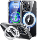 MAGIC JOHN 360° Rotatable Magnetic Invisible Stand for iPhone 16 Pro Case [Camera Control Button] [Compatible with MagSafe] 16FT Shockproof for iPhone 16 Pro Case 6.3'' with Kickstand, Clear