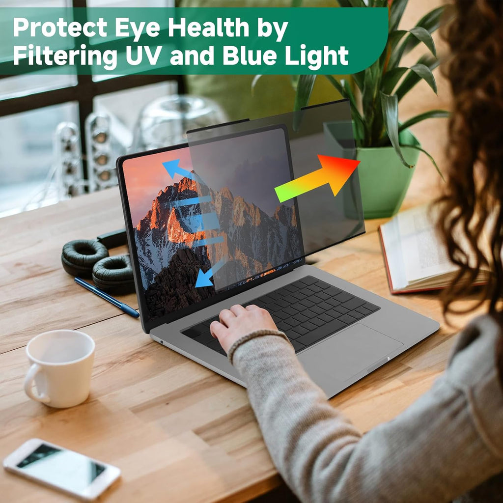 Nano-Suction Laptop Privacy Screen 16 Inch 16:10, Removale Screen Privacy Shield for Laptop, Anti Glare, Anti Bule Light, Screen Protector for Lenovo HP Dell Acer Asus Thinkpad
