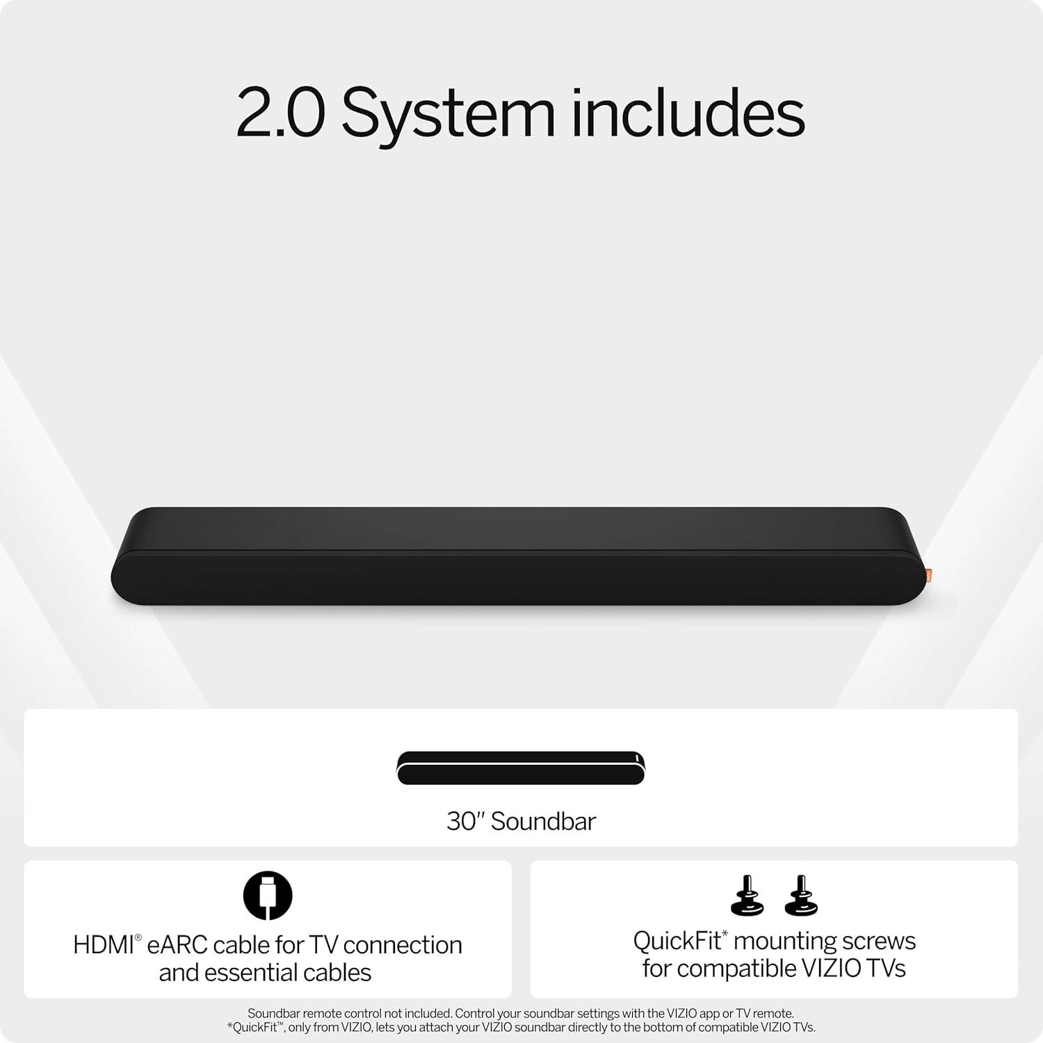 VIZIO 2.0 Soundbar w/Dolby Atmos & DTS:X, Bluetooth Speaker, QuickFit™ Compatible – SV200M-08 (New, 2024 Model)