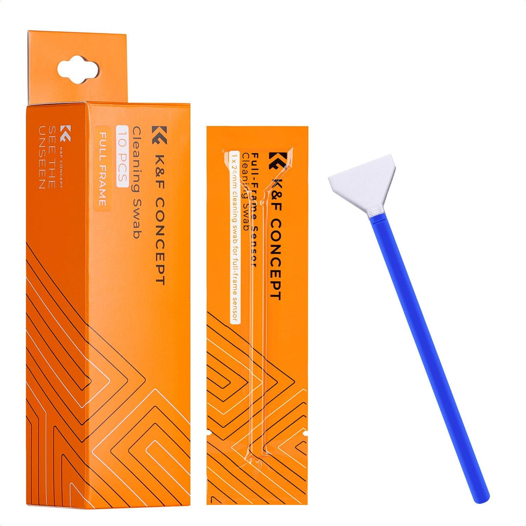 K&F Concept 10 Pack Full-Frame Sensors Cleaning Swabs, DSLR SLR Digital Camera Dry CCD CMOS Clean Swabs Compatible with Nikon Sony Canon DSLR Camera Sensor, 24mm x 20mm
