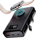 pzoz 20000mAh Portable Power Bank Powerbank Battery Pack with Apple Watch Magnetic Wireless Charger,USB Type C PD Fast Charging Cable Travel High Capacity Compatible iWatch iPhone 16 15 Phone (Black)