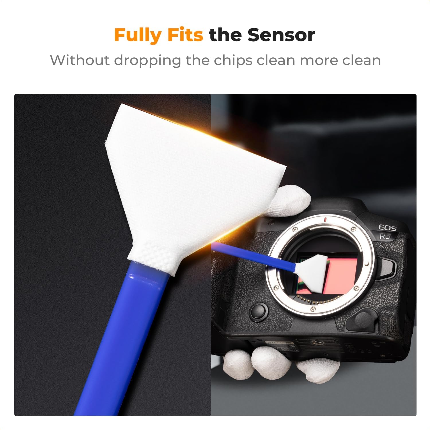 K&F CONCEPT 24mm Full Frame Sensor Cleaning Swab*10 + 20ml Sensor Cleaner, DSLR SLR Digital Camera CMOS and CCD Sensor Cleaning Swab Kits for Nikon Sony Canon Camera Clean