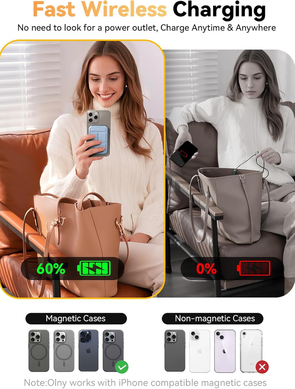 Magnetic Portable Charger, 10000mAh Wireless Power Bank with 20W USB-C Fast Charging, Foldable Stand & LED Display Magnetic Battery Pack, Compatible with iPhone 16/15/14, Sky Blue