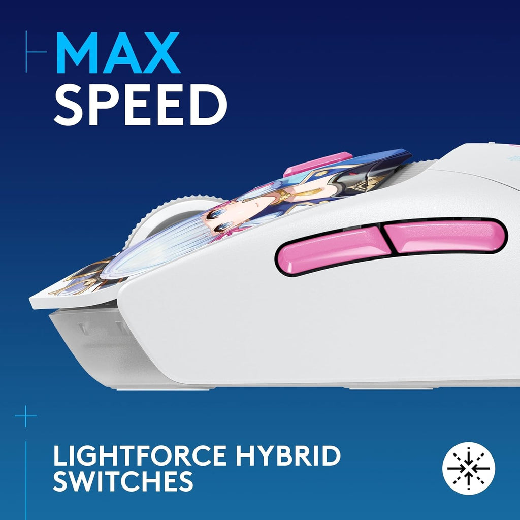 Logitech G309 Lightspeed Wireless Gaming Mouse, Lightweight, LIGHTFORCE Switches, Hero 25K Sensor, 300+ hr Battery, 6 Programmable Buttons, PC & Mac - Genshin Impact Limited Edition