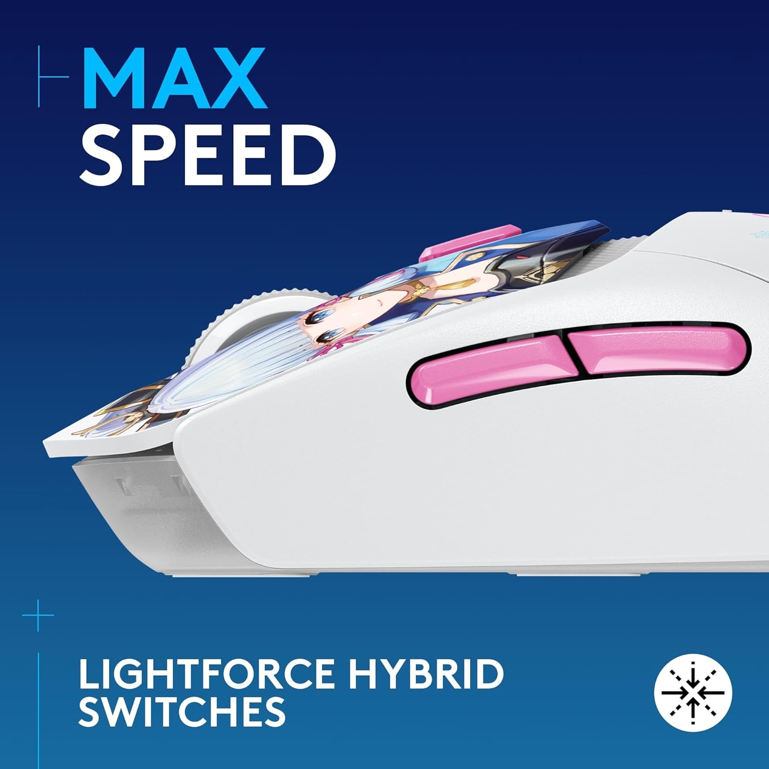 Logitech G309 Lightspeed Wireless Gaming Mouse, Lightweight, LIGHTFORCE Switches, Hero 25K Sensor, 300+ hr Battery, 6 Programmable Buttons, PC & Mac - Genshin Impact Limited Edition