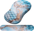 Mouse Pad Wrist Support, Laokiiy 2 in 1 Keyboard Wrist Rest+ Ergonomic Mouse Pad, Non-Slip Wrist Rest for Computer Keyboard, Made Easy Typing & Relieve Wrist Pain(White Gold Beach Marble)