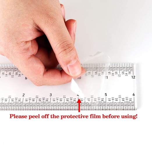 5PCS 6''/12 '' Acrylic Clear Edge Rulers T-Square Ruler, inches and Metric - Image 9