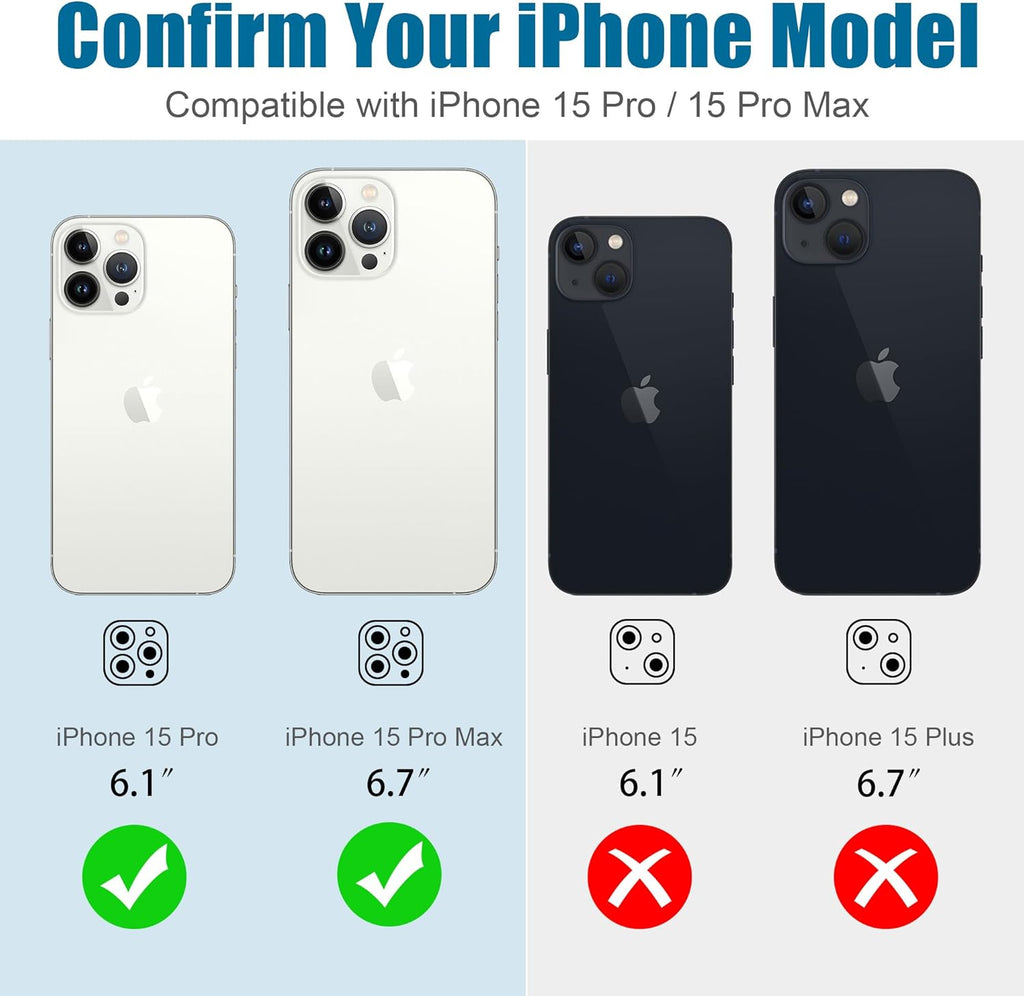 AGVEE 3+3 6 Pack for iPhone 15 Pro 6.1" / 15 Pro Max 6.7" Camera Lens Cover Protector, Bling Diamond & Bling Glitter Metal Ring 9H Tempered HD Glass Camera Cover Protector Film, Bling-Natural