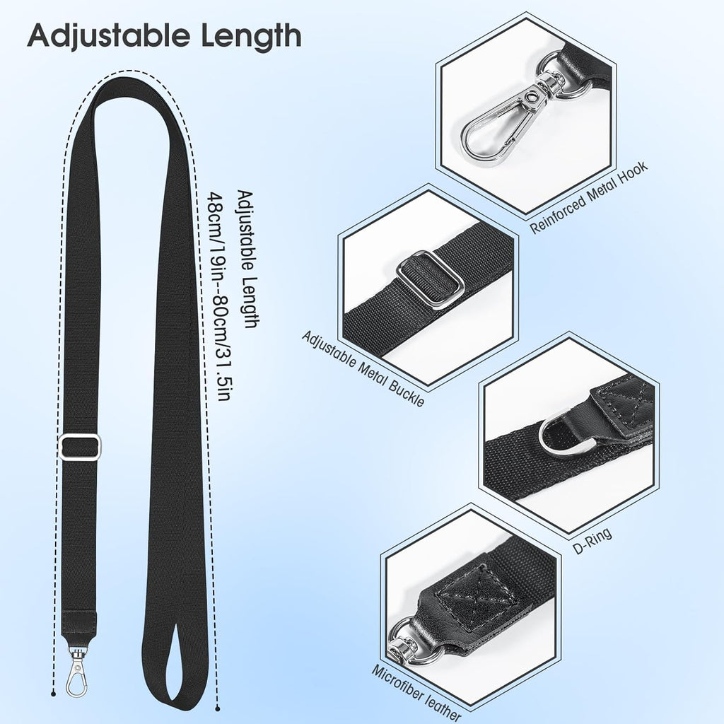 Phone Lanyard 2 Pack, Adjustable Cell Phone Multifuctional Patch Lanyards,Compatible with Most Smartphones and Wallets Keys ID Badges Travel Essentials(Black+Gray) (Lanyard Letter Sign T)