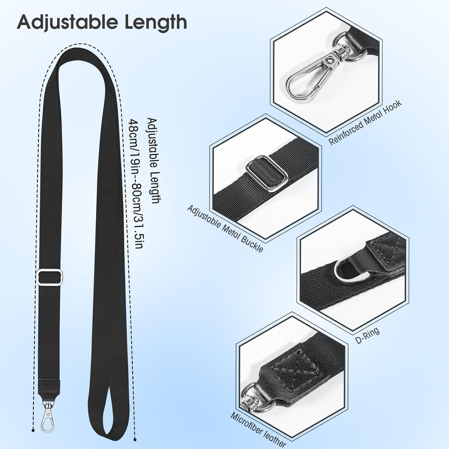 Phone Lanyard 2 Pack, Adjustable Cell Phone Multifuctional Patch Lanyards,Compatible with Most Smartphones and Wallets Keys ID Badges Travel Essentials(Black+Gray) (Lanyard Letter Sign W)