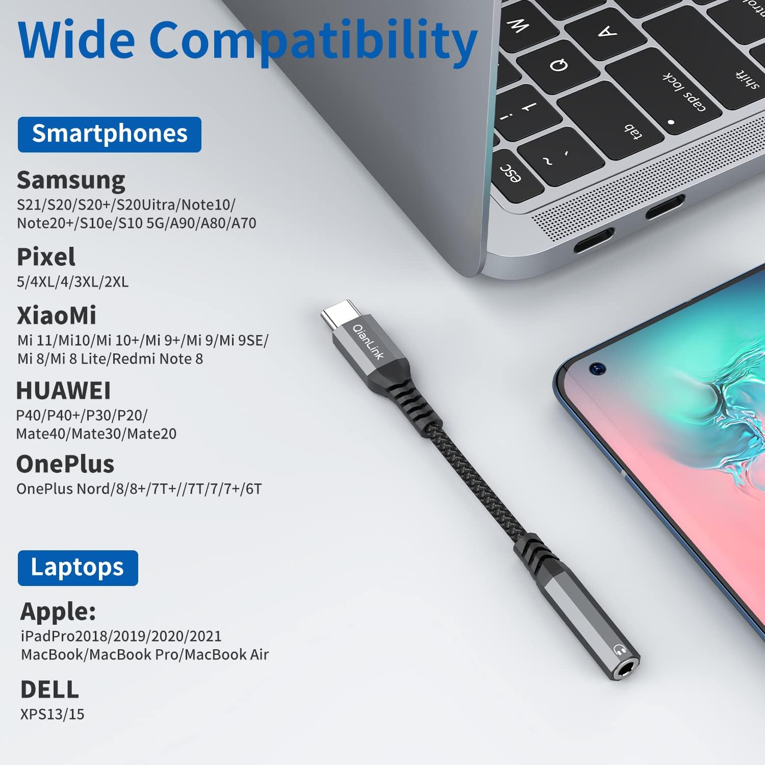 USB Type C to 3.5mm Female Headphone Jack Adapter, (3-Pack) USB C to Aux Audio Dongle Cable Cord for iPhone 15 16 17 Pro Max, Samsung Galaxy S25 S24 S23 S22 S21 S20 Ultra, Note 20, Pixel 8 9,iPad Pro