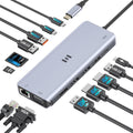 USB C Docking Station 4 Monitors,13 in 1 Laptop Docking Station 3 Monitors with Dual HDMI,8K DP,VGA,10Gbps USB A/C Data Transfer, PD Charging,USB C Hub Multiport Adapter for Windows/Mac OS Laptop