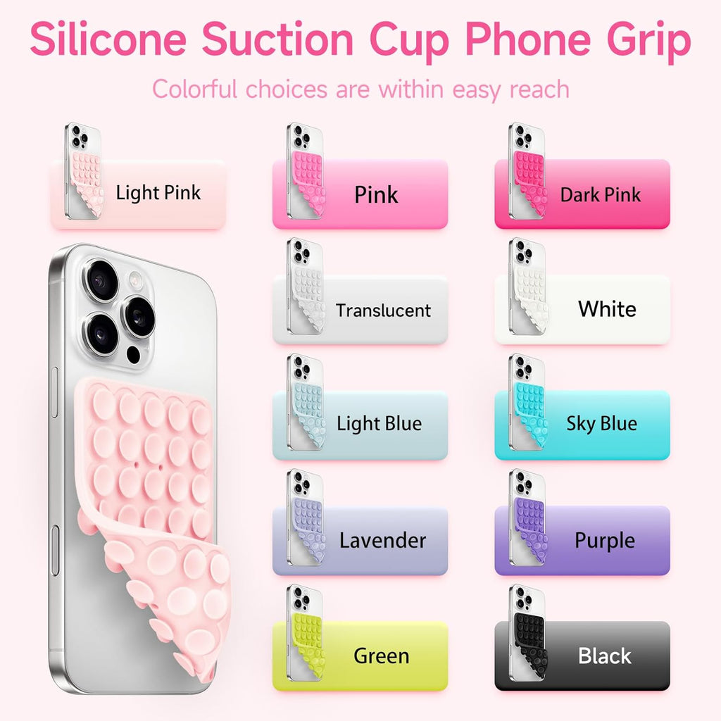 Silicone Suction Cup Phone Case Mount Double Sided, Phone Accessories Hands-Free Strong Grip Holder for Selfies and Videos, Silicon Phone Stand for iPhone and Android Purple