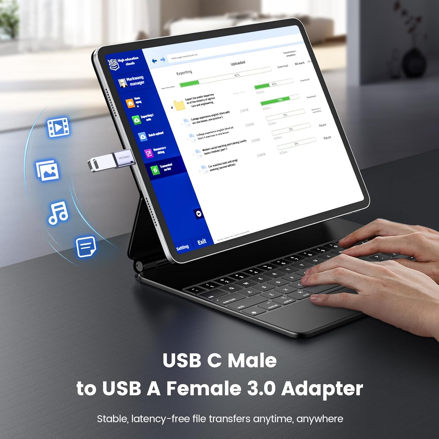 MOSWAG USB C to USB Adapter 4 Pack, USBC Male to USB 3.0 Female MacBook Pro Air Adapter, Type C Thunderbolt 3 OTG Converter for MacBook,Chromebook, Surface,Samsung Galaxy S24 S23, iPhone 15 16