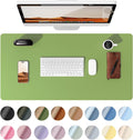 YSAGi Leather Desk Protector, Office Mat, Large Mouse Mat, Non-Slip PU Leather Blotter, Laptop Pad, Waterproof Writing Pad for Office and Home (Leaf Green, 23.6" x 13.8")