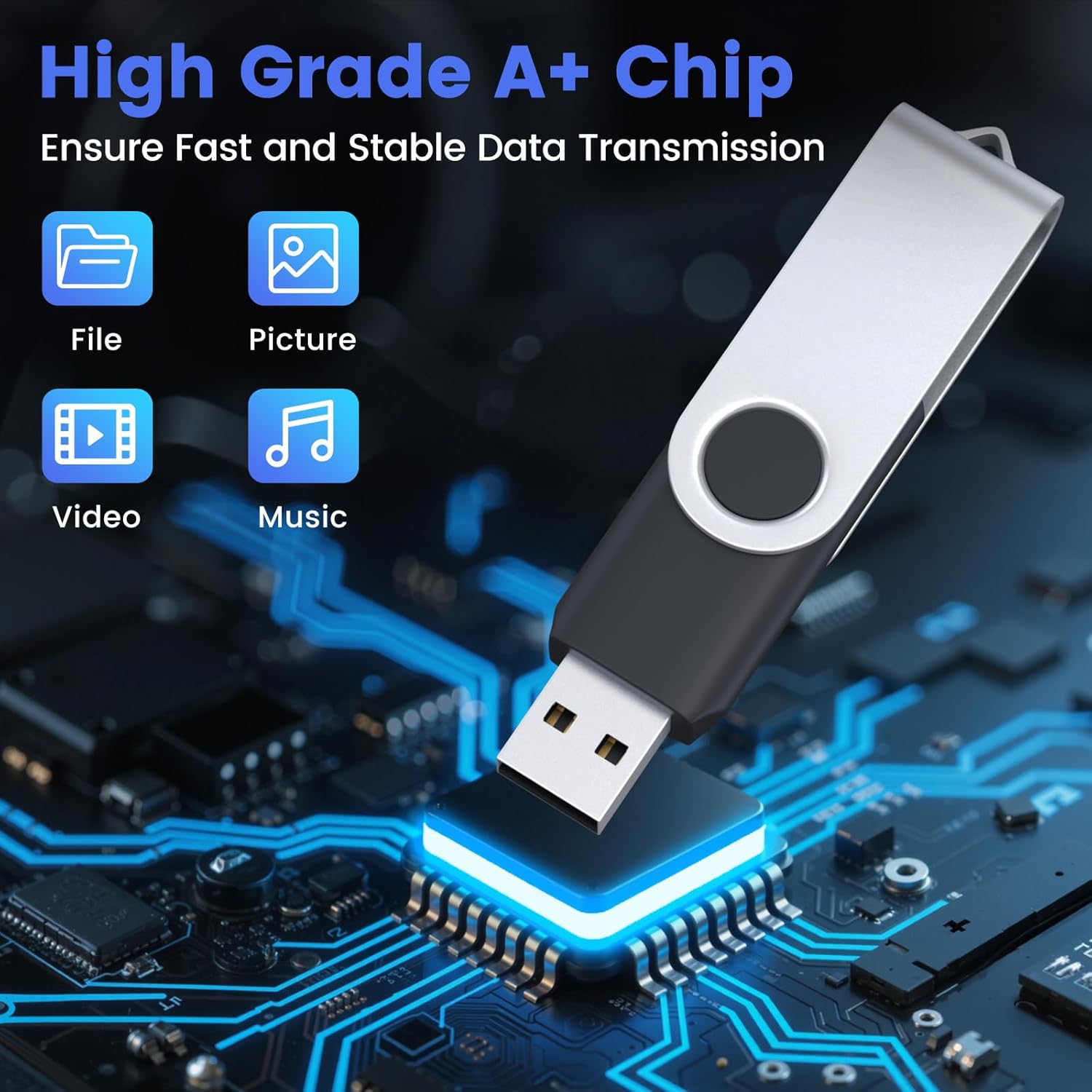 ABLAZE 16GB Flash Drives 500 Pack, USB 2.0 Thumb Drives Bulk Swivel Memory Stick Bulk USB 500 Pack Pendrives 16GB (Mixcolors)
