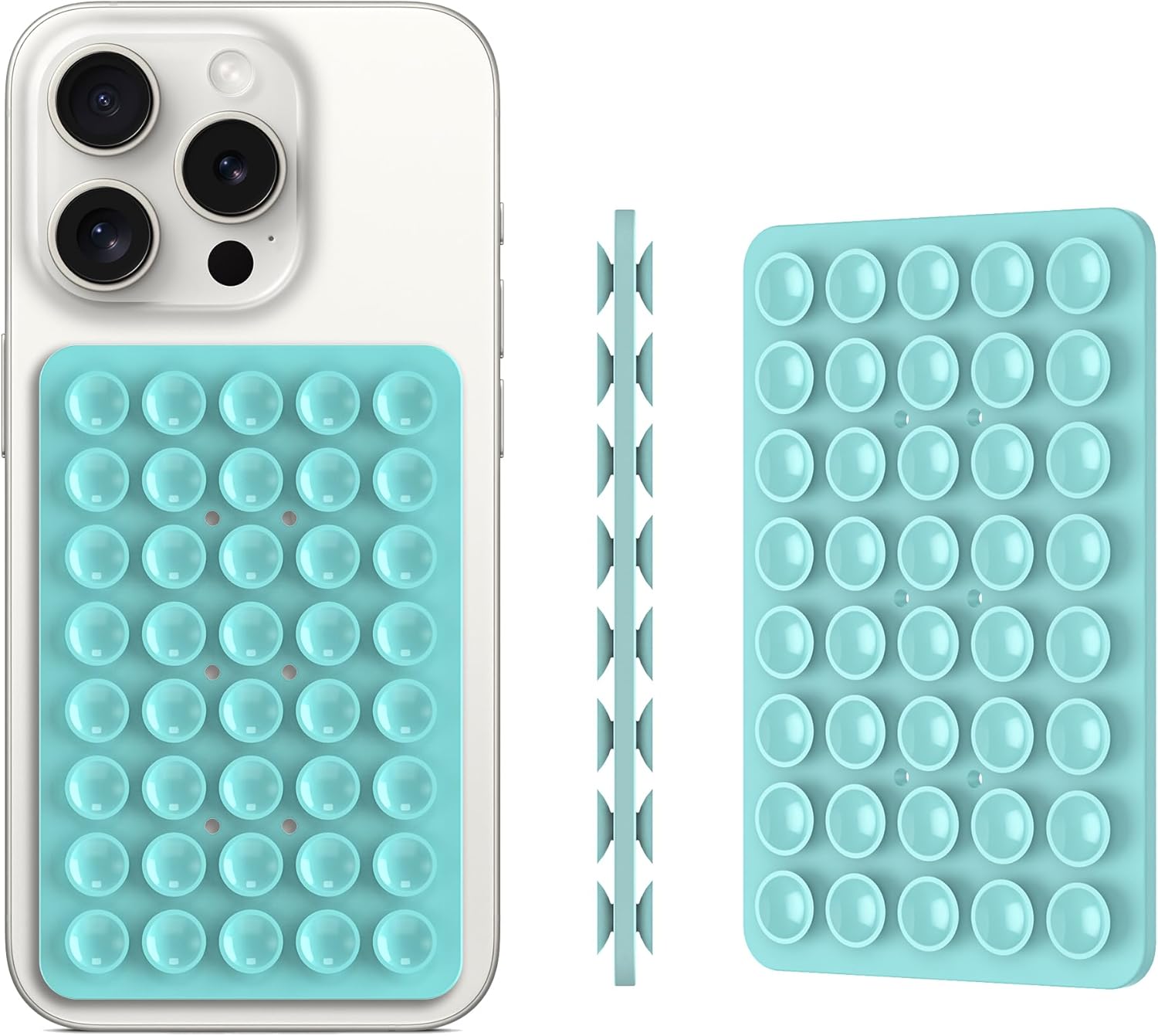 2PACK Silicone Double Sided Suction Phone Case Mount, Detachable Hands Free & Strong Grip Holder for Selfies & Videos, Compatible iPhone Android (Sky Blue, 2Pack 40 Suction Cups)
