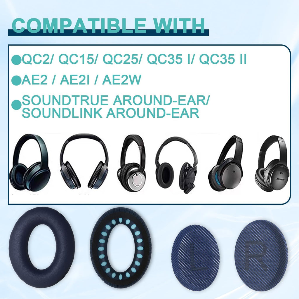 Replacement Earpads Cushions for Bose QuietComfort 35 & Quiet Comfort 35 II, Headphones Ear Covers Ear Pads for Bose QC35/QC35II/25/15 QC2 / Ae2 / Ae2i / Ae2W / Sound Link/Sound True-Blue