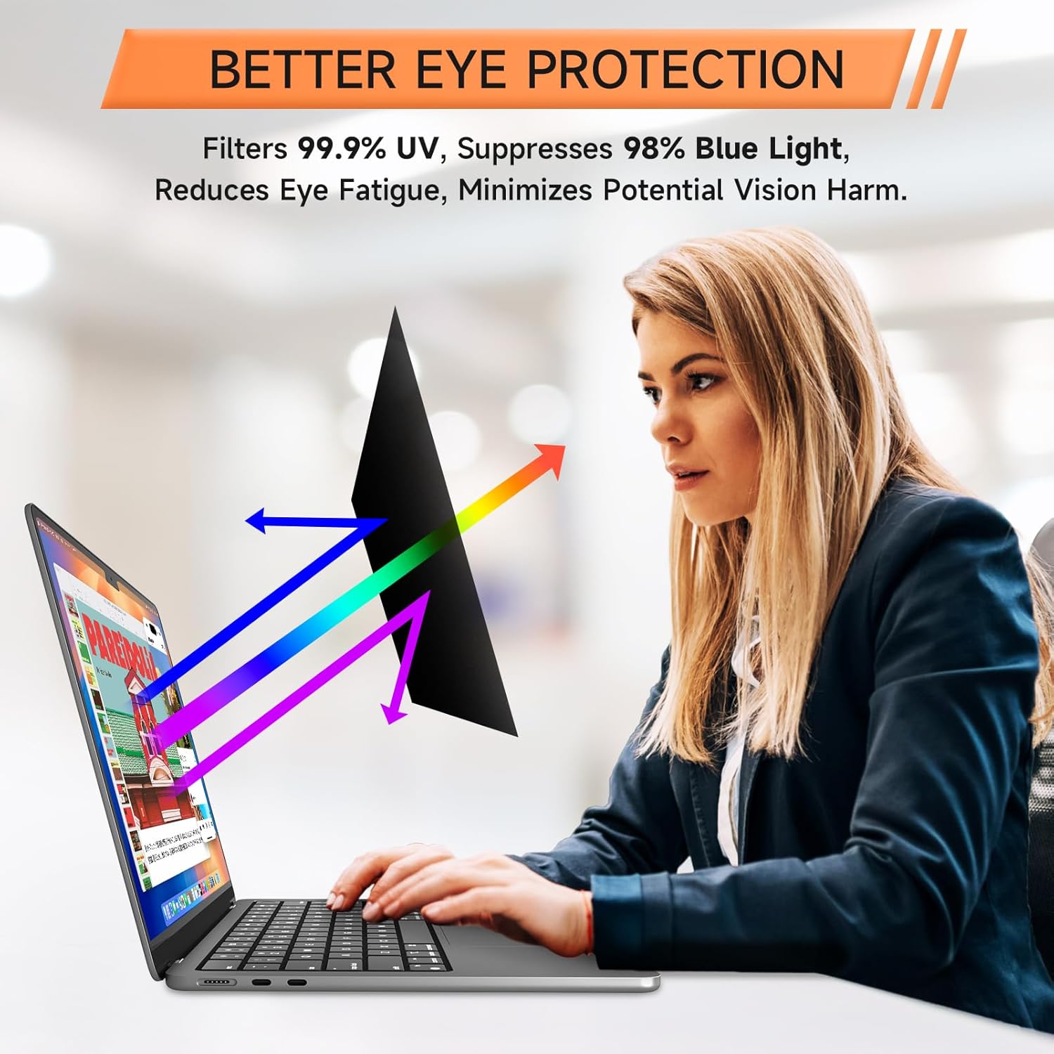 Privacy Screen for MacBook Pro 13 Inch (2016-2022, M1, M2) & Air 13 inch (2018-2021, M1), Matte Anti Glare Blue Light Filter, Nano No Glue Anti Spy Black Protector for Mac Pro 13In Laptop Computer