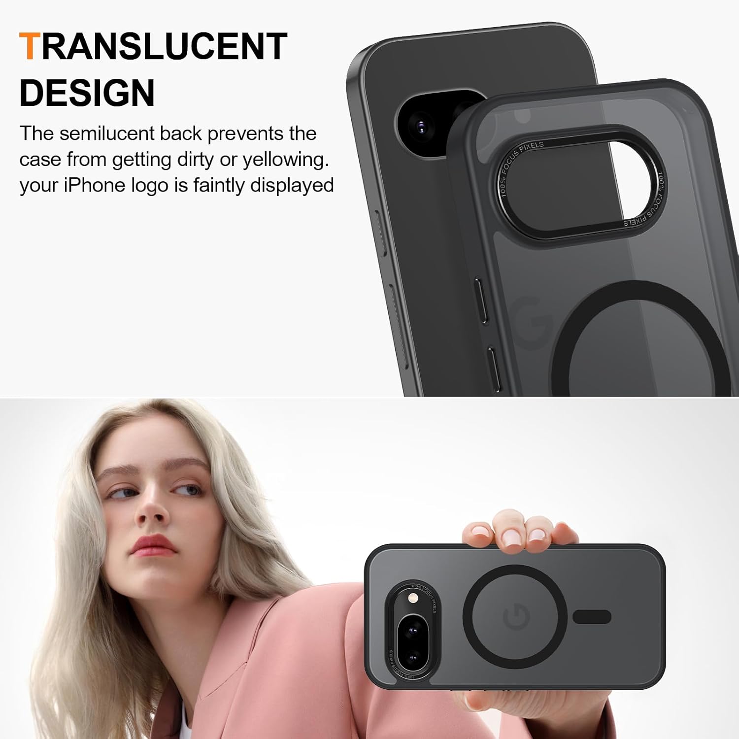 Magnetic for Google Pixel 9a Case, [Military Grade Drop Protection] [Compatible with MagSafe] Shockproof Slim Translucent Matte Anti-Slip for Women Girls Men Case, Black