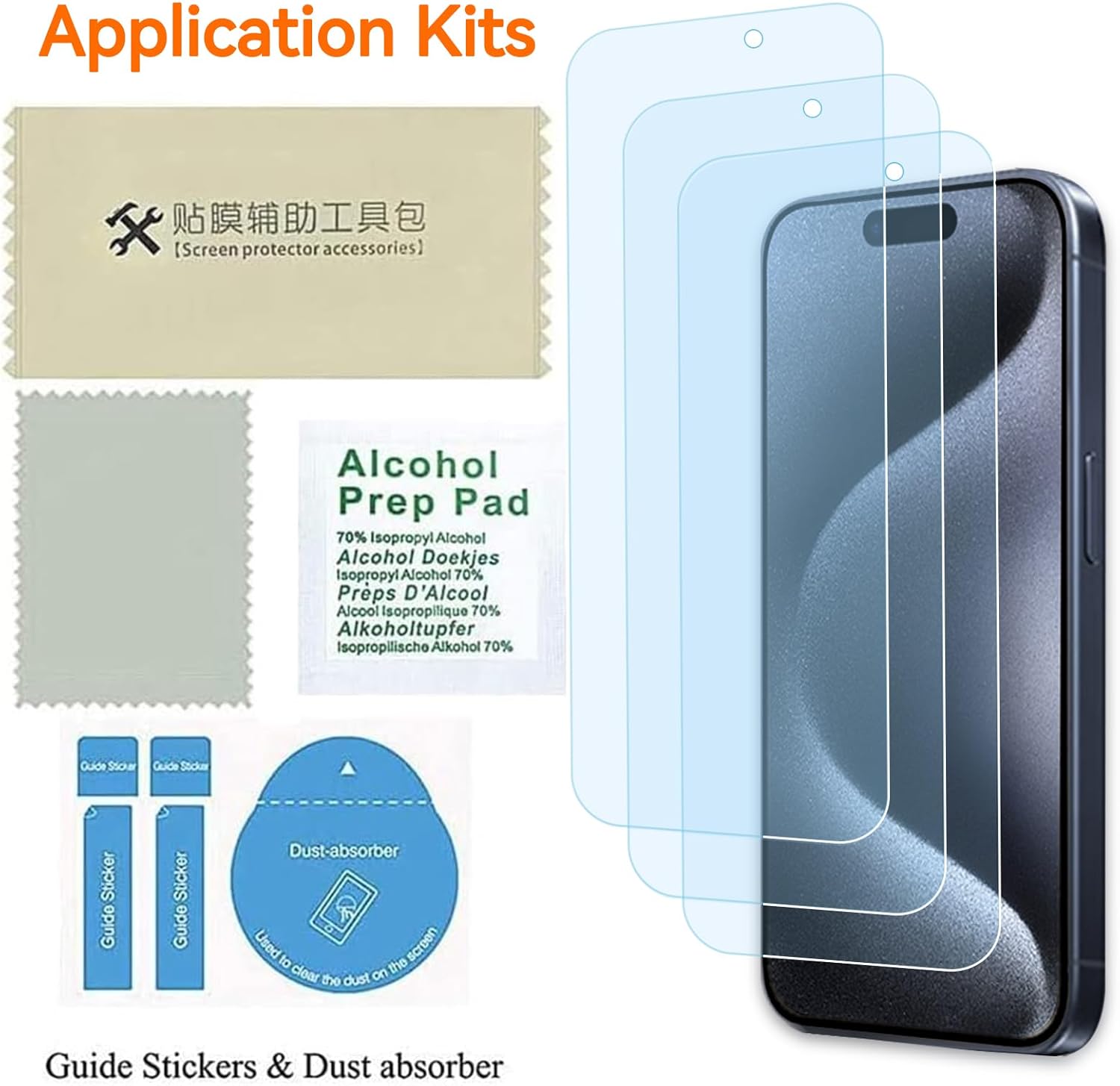 Anti Blue Light Screen Protector for iPhone 15pro & iPhone 15 [3 Pack] 9H+ Anti Blue Light Tempered Glass, Anti-Scratch, Case Friendly