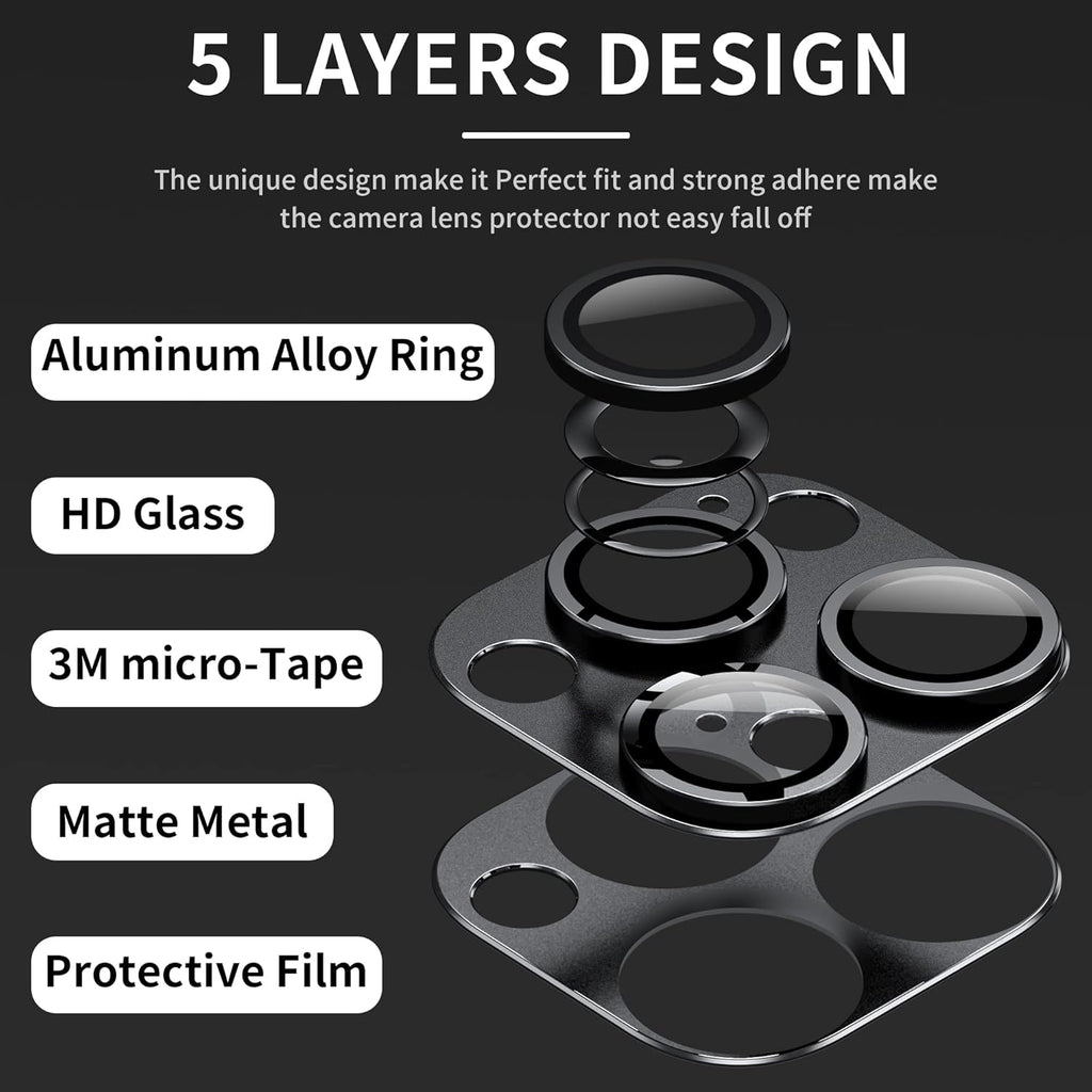 Camera Lens Protector for iPhone 14 Pro/iPhone 14 Pro Max, Alloy Metal Camera Cover with Tempered Glass Screen Protector Accessories,Purple and Black