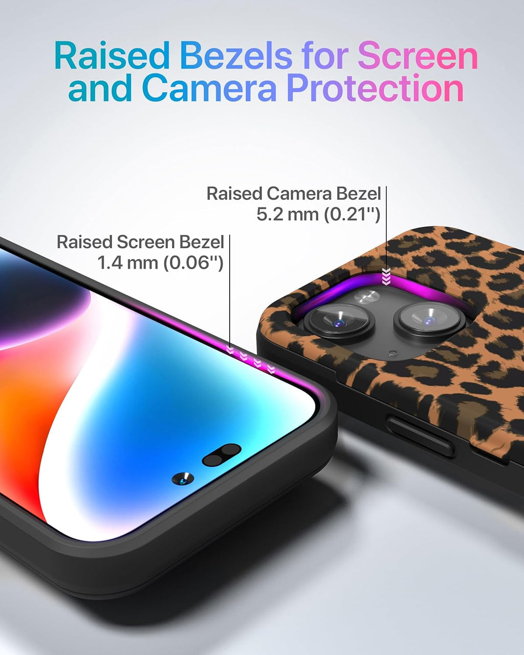 TORU CX Slim for iPhone 15 Case Wallet | Protective Shockproof Heavy Duty Cover with Hidden Card Holder & Card Slot | Mirror & Wrist Strap Included - Leopard