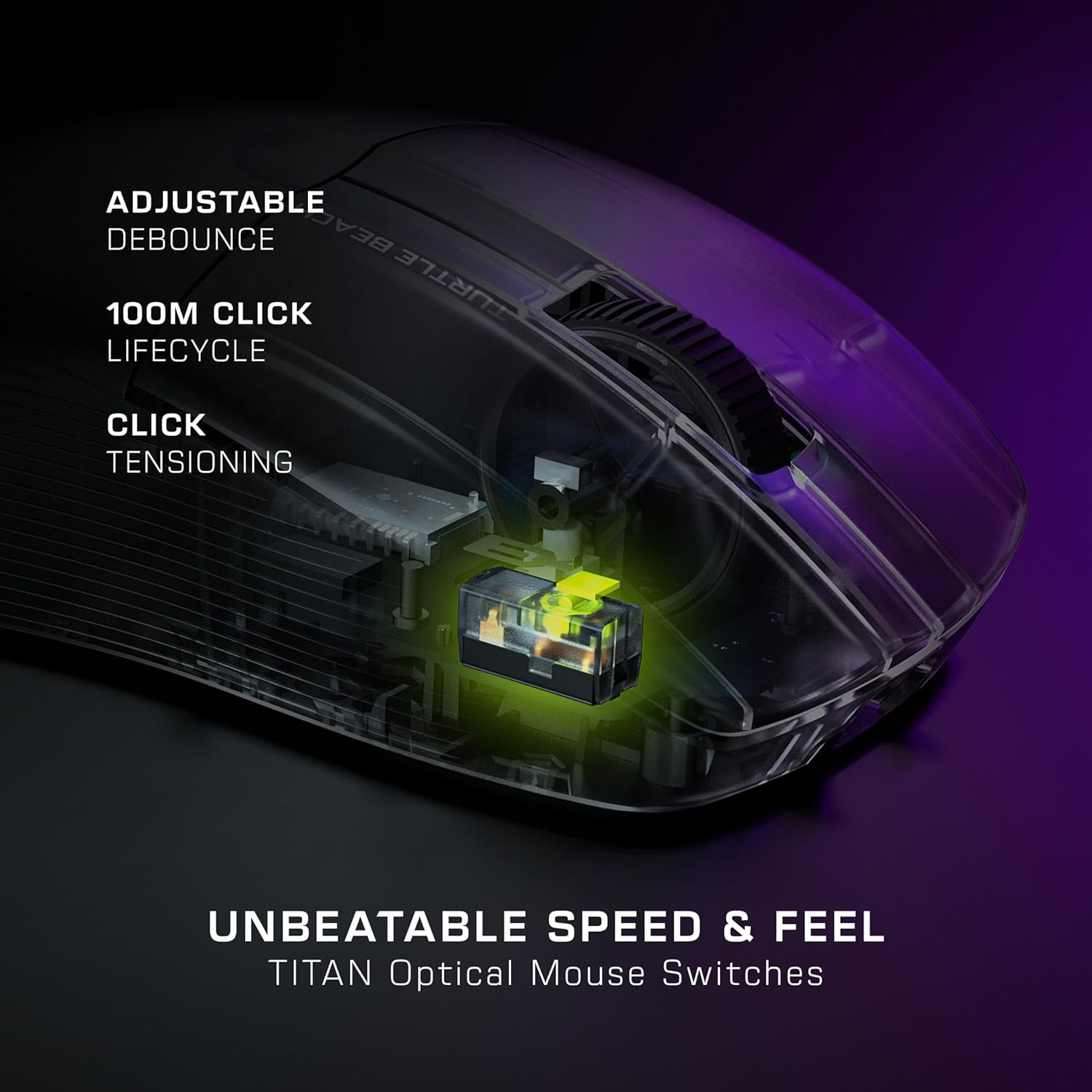 Turtle Beach Pure Air - Ultra-Light Wireless Ergonomic RGB Gaming Mouse, 26K DPI Optical Sensor, 125 Hour Battery, Dual Wireless System, Titan Optical Switches, Bluetooth, RGB Illumination - Black