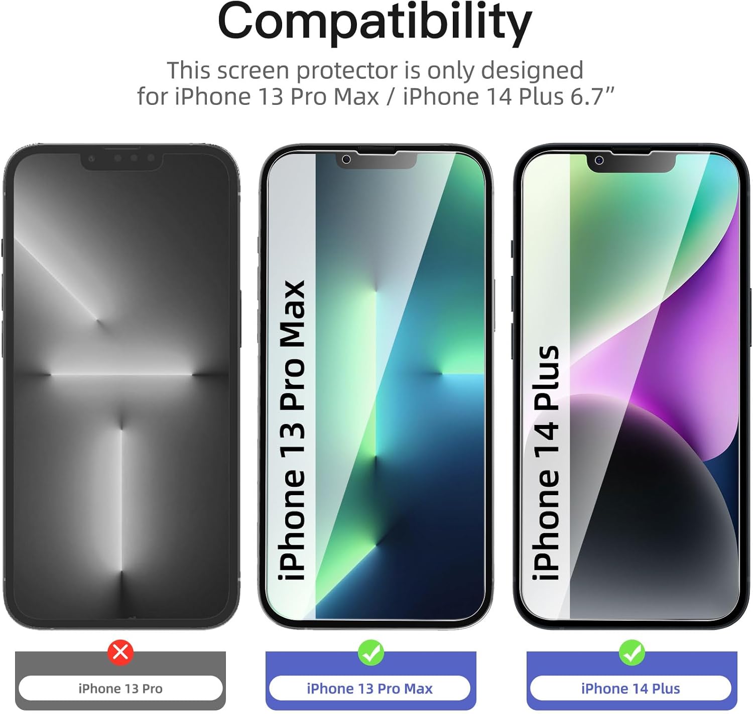 NEW'C 3 Pack Privacy for iPhone 13 Pro Max, iPhone 14 Plus Screen Protector (6.7"), Enhanced 28-Degree Privacy Angle, Ultra Durable 9H Hardness, Bubble-Free