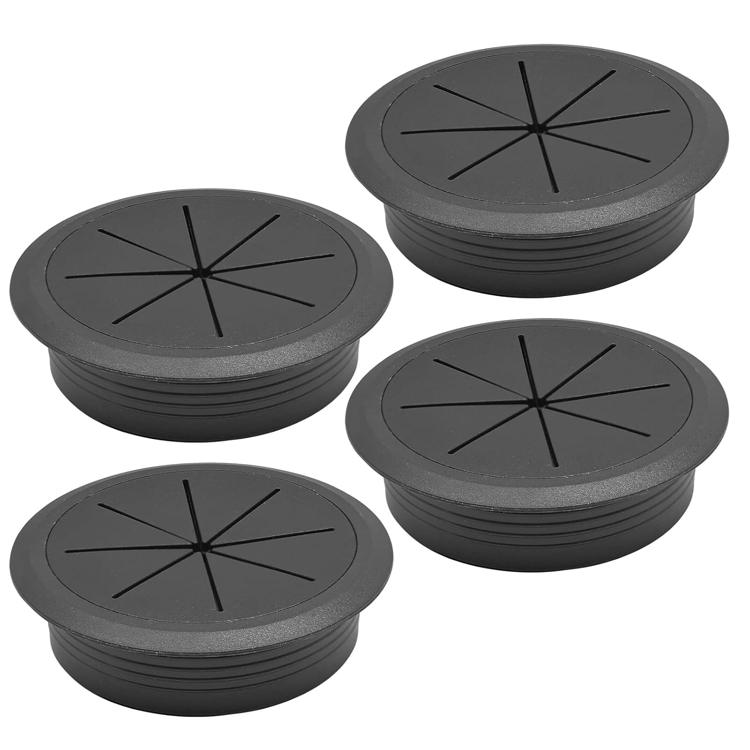 Desk Grommet 2-3/8" (60 mm), Desk Hole Cover for Cables Black, Cable Grommet ABS Plastic, Desk Hole Grommet for Office and Home Table Cable, Detachable & Flexible Cable Cord Organizer-4 Pcs