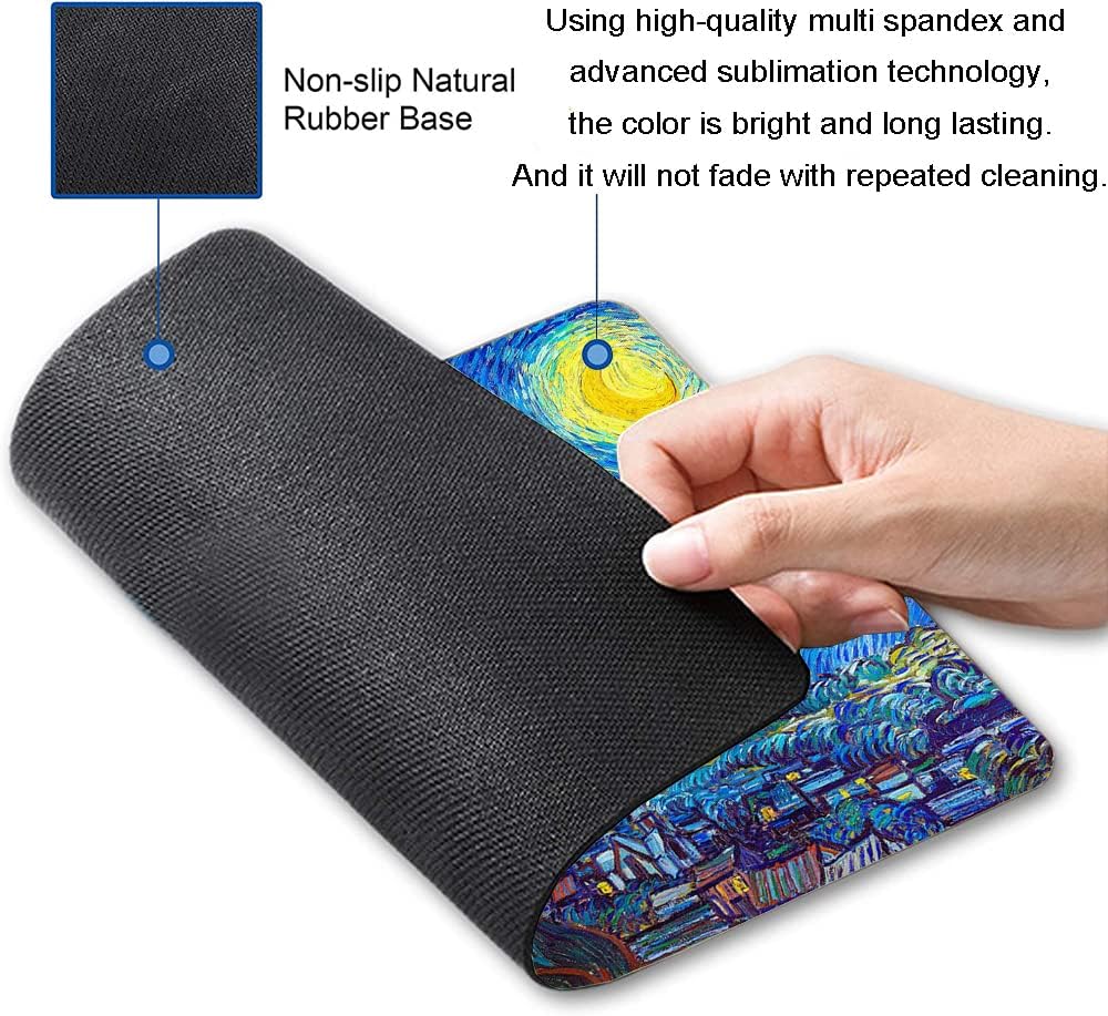 Hokafenle Mouse Pad, Oil Painting Mouse Pad with Van Gogh Starry Sky Design, Premium-Textured Mousepad Square Waterproof Mouse Mat Non-Slip Rubber Base Mouse Pads for Office Laptop
