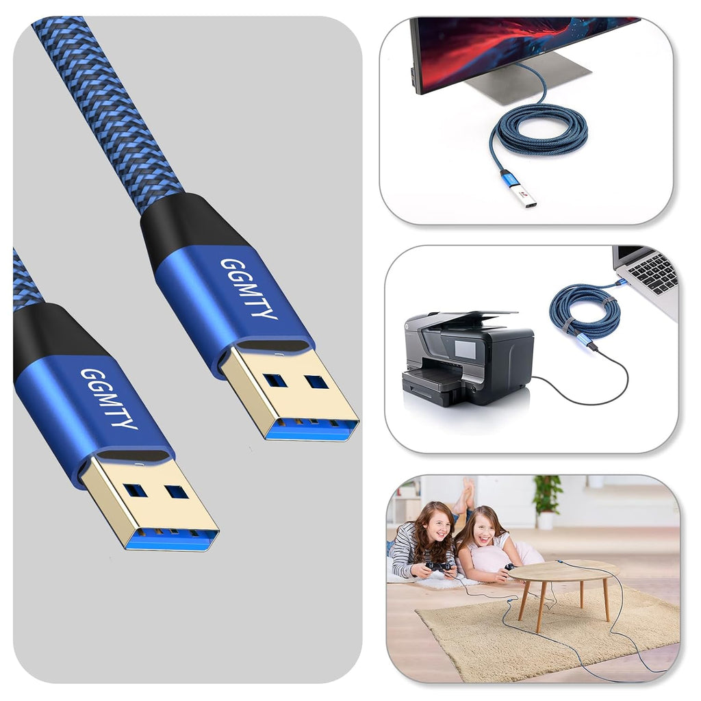 USB to USB Cable 15FT,Durable Braidedfor USB 3.0 Male to Male Type A to Type A Cable Data Transfer Compatible with Hard Drive, Laptop, DVD Player, TV, USB 3.0 Hub, Monitor, Camera, Set Up Box and More