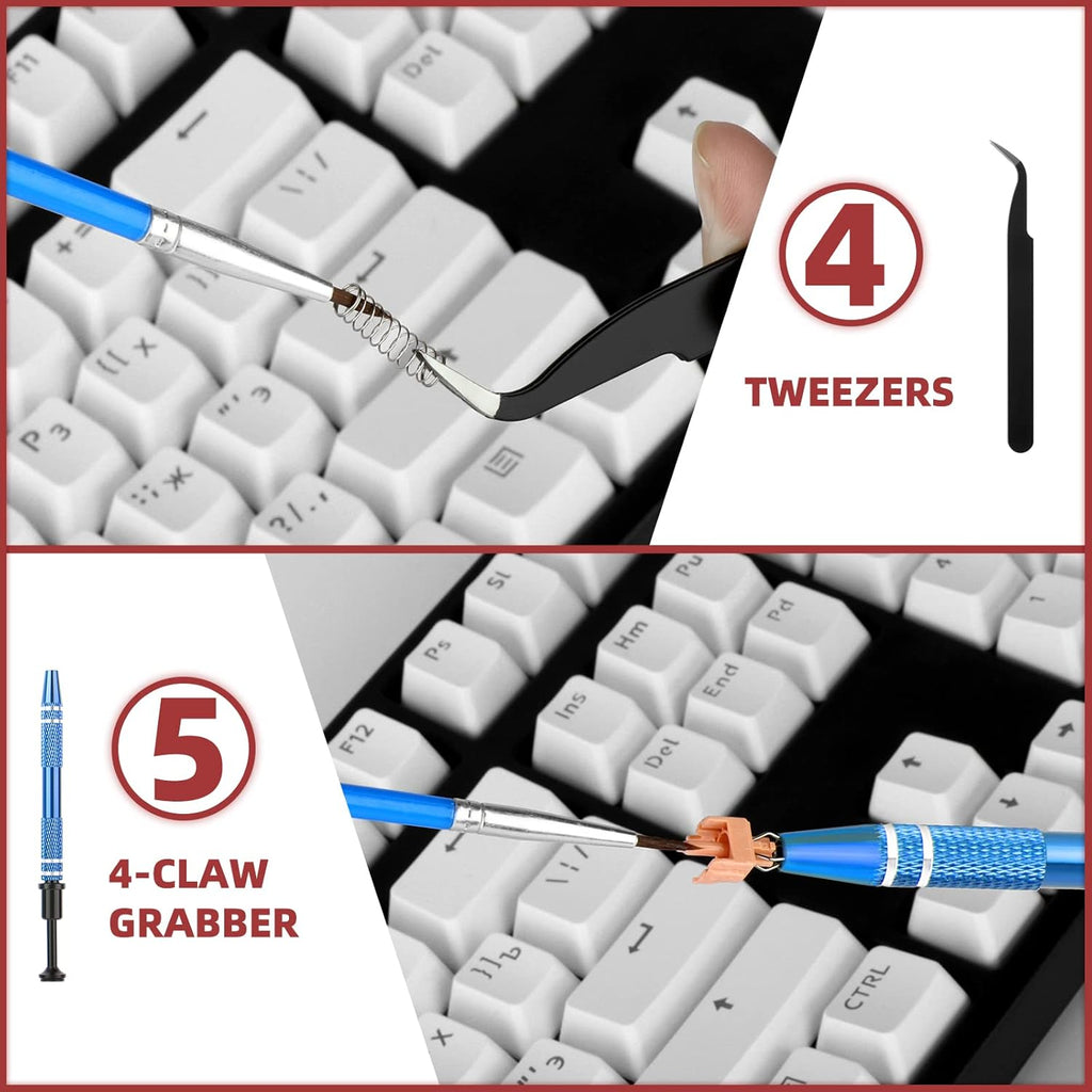 RUNJRX Keyboard Lube Kit with Switch Opener,Tweezers,Keycap Puller,Switch Puller,4-Claw Grabber,Switch Lube Brush for Custom Keyboard, Keyboard Lube Tools