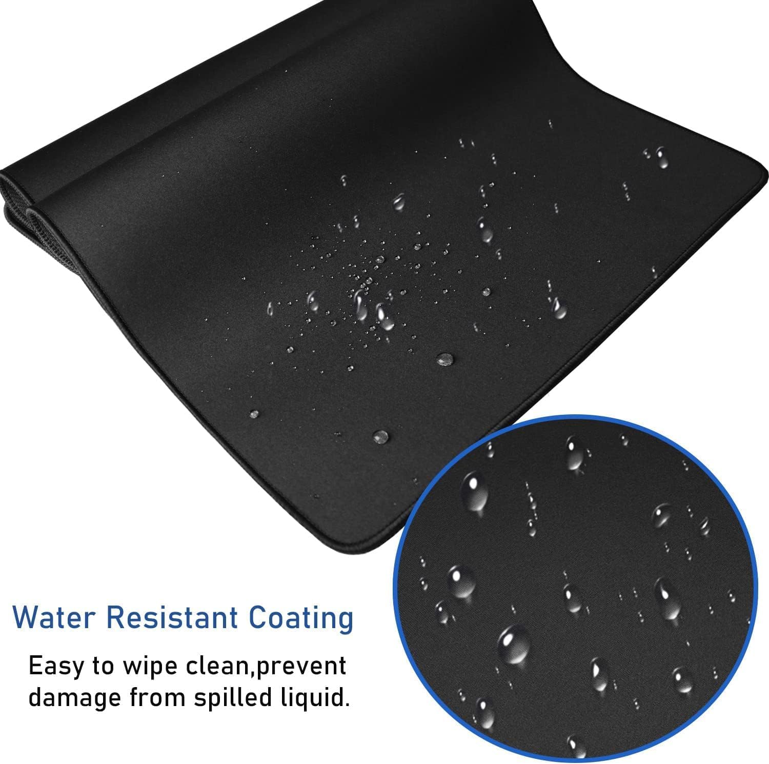 Gaming Mouse Pad, Large Desk Mouse Pad with Stitched Edges,(35.4X15.7In) Durable Non-Slip Natural Rubber Base, Waterproof Computer Keyboard Pad Mat for Esports Pros/Gamer/Desktop/Office/Home, Black