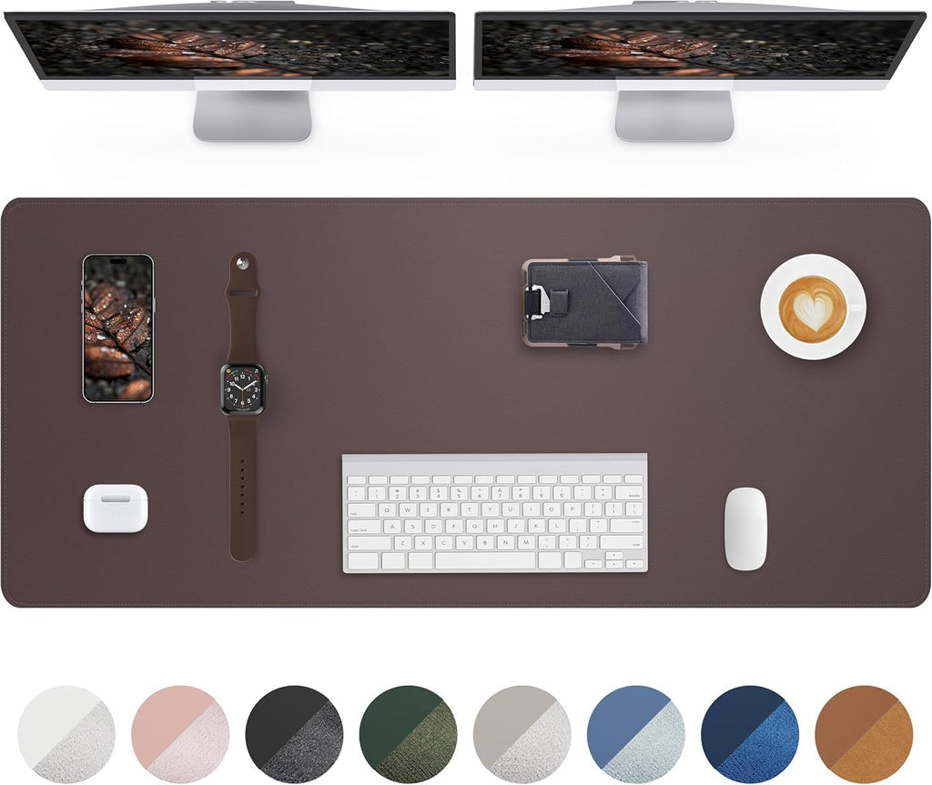 AFIING Large Desk Mat 55"x24" - Premium Non-Slip, Waterproof & Scratch-Resistant. Office Desk Protector Workspace Pad for Home/Office (Coffee)