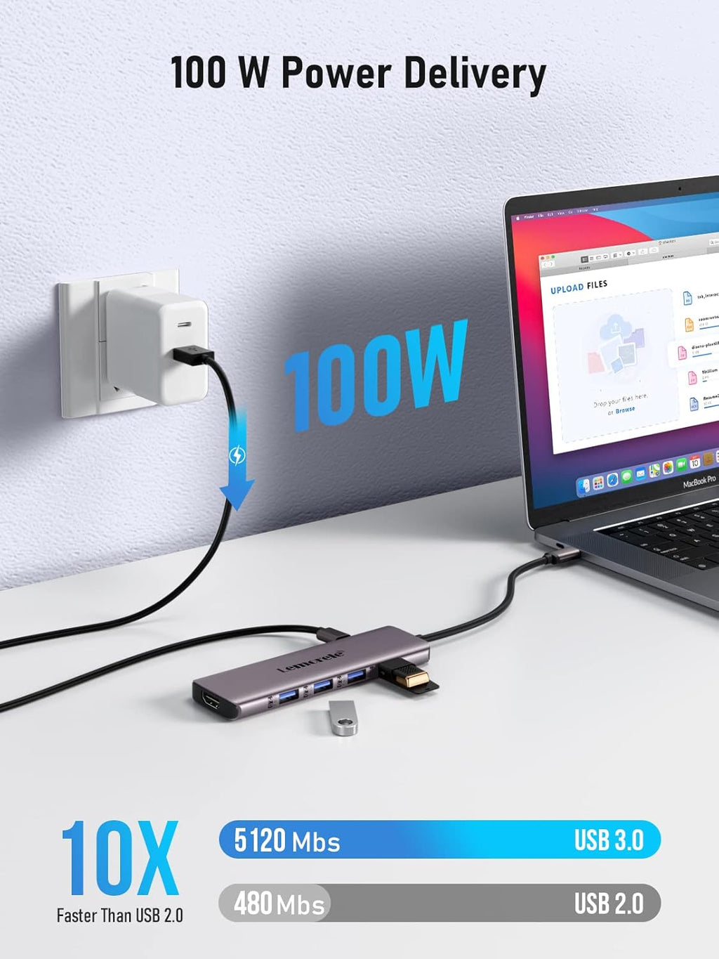 Lemorele USB C Docking Station for Laptop, 7 in 1 USB C Hub with 4K Dual HDMI, USB 3.0, 3*USB 2.0, 100W PD Suitable for MacBook Pro, Dell, HP, Surface, Lenovo Yoga