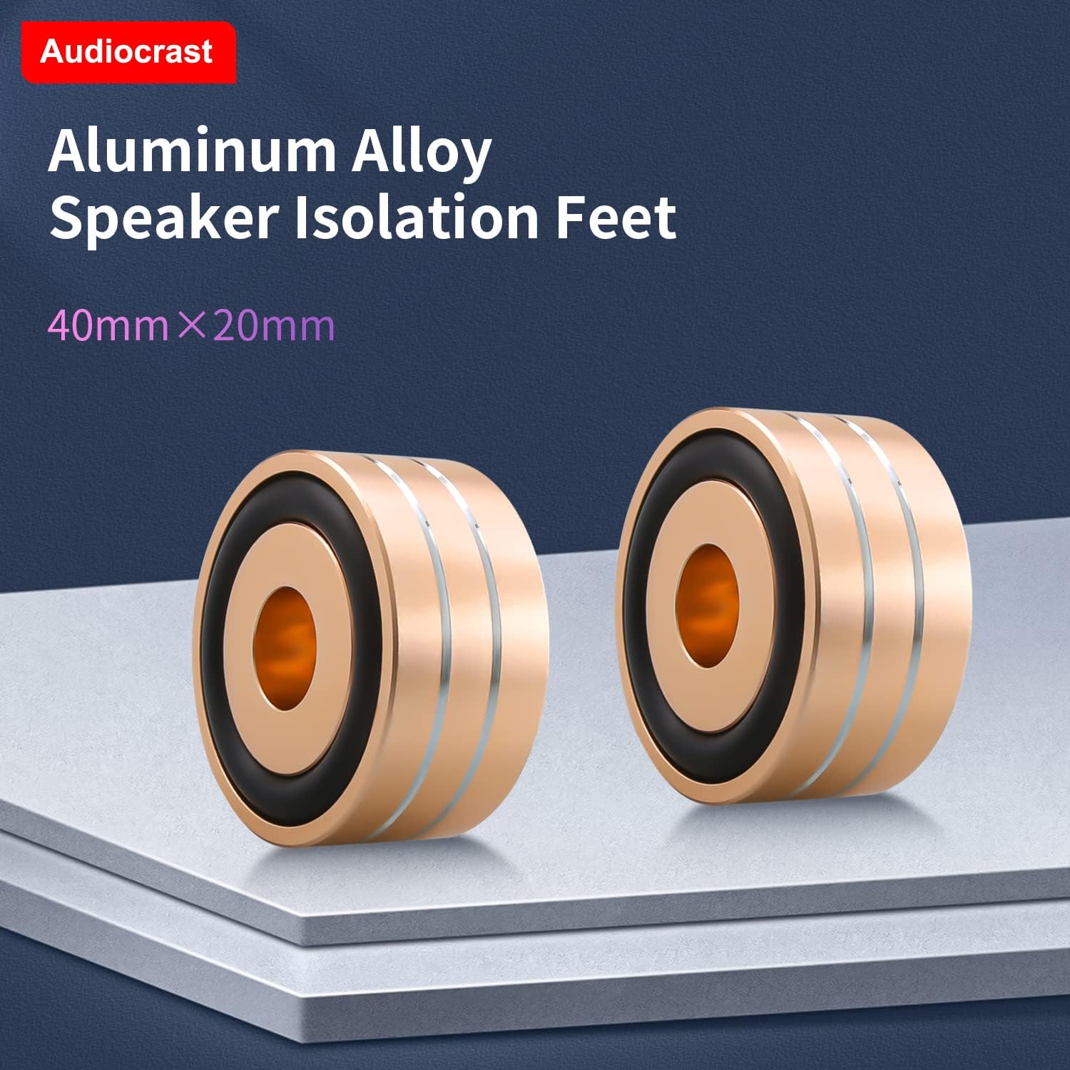 Audiocrast 4X HiFi Speaker Spikes Isolation Feet Pad, Aluminum 40x20mm Turntable Stand Feet Amplifier Shock Absorber Non-Slip Hi-End Floor Protector for Subwoofer DAC CD Turntable Amp