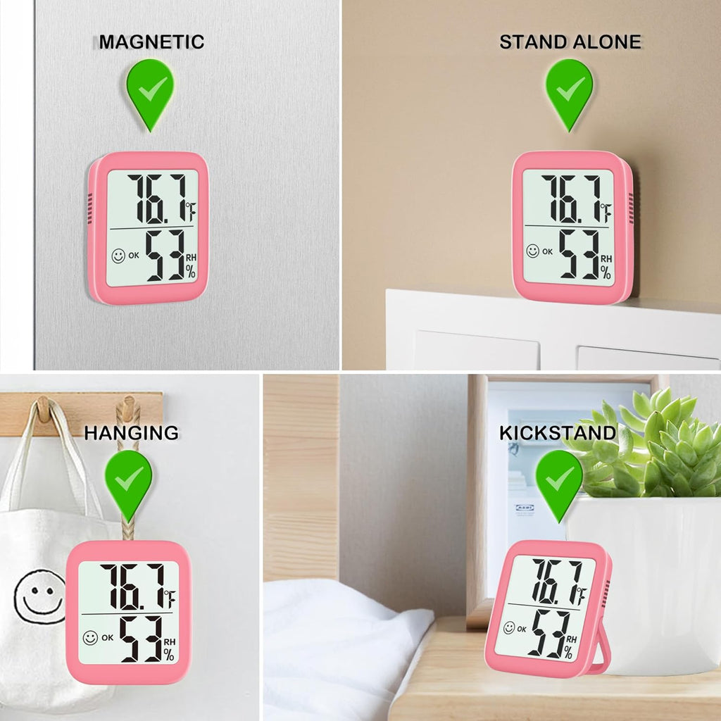 Antonki 2 Pack Room Thermometer for Home, Indoor Hygrometer Humidity Meter Gauge, Digital Temperature and Humidity Sensor Monitor for House, Terrarium, Incubator, Greenhouse - Battery Included