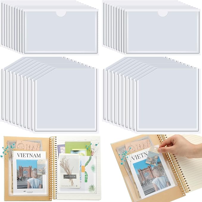 Junkin 40 Pcs Adhesive Pockets for Planners Index Card Pockets Planner by Junkin