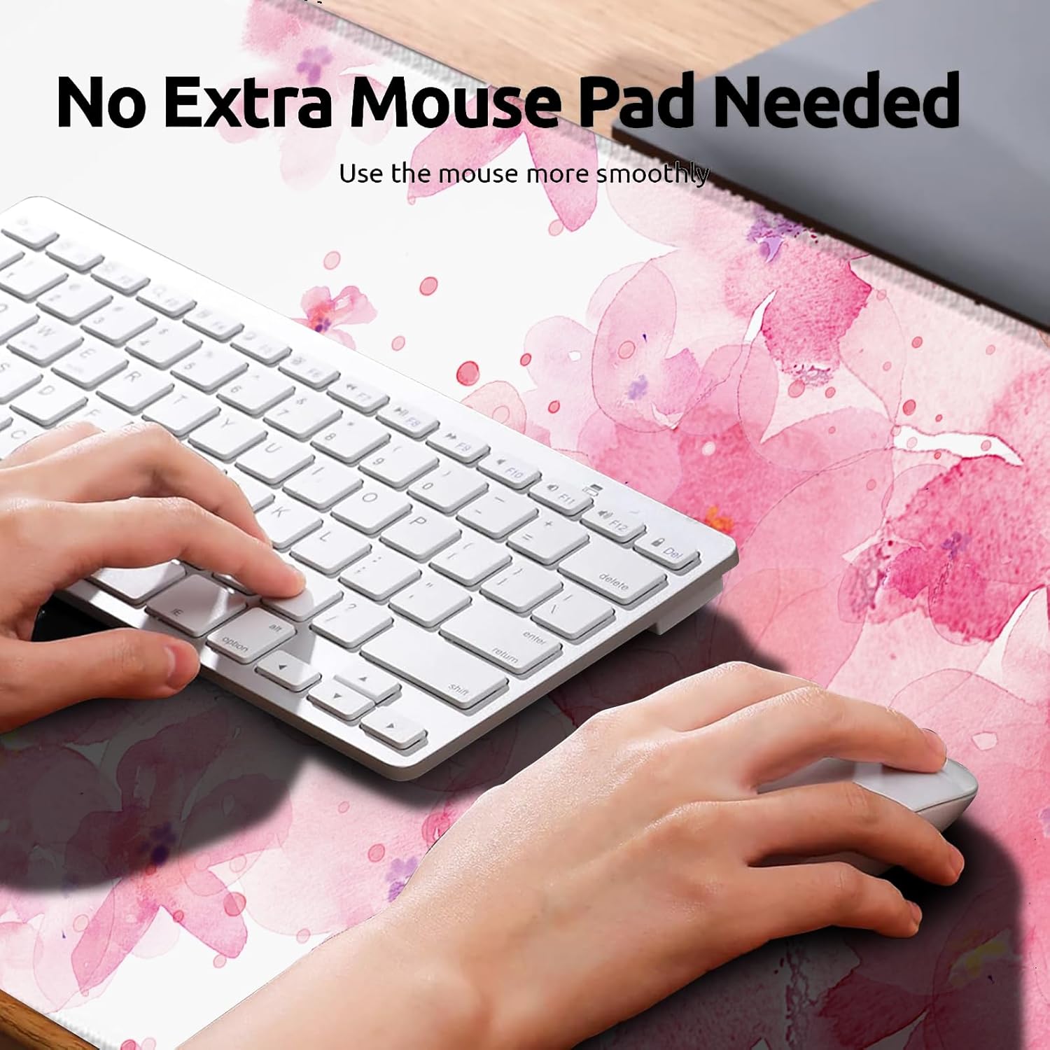 Elegant Cherry Blossom Gaming Mouse Pad, Large Office Desk Mat, Anti-Slip Rubber Base Mousepad for Computer Laptop Keyboard, Smooth Desk Pad for Home Office Gamer Work Accessories 31.5" x 11.8"