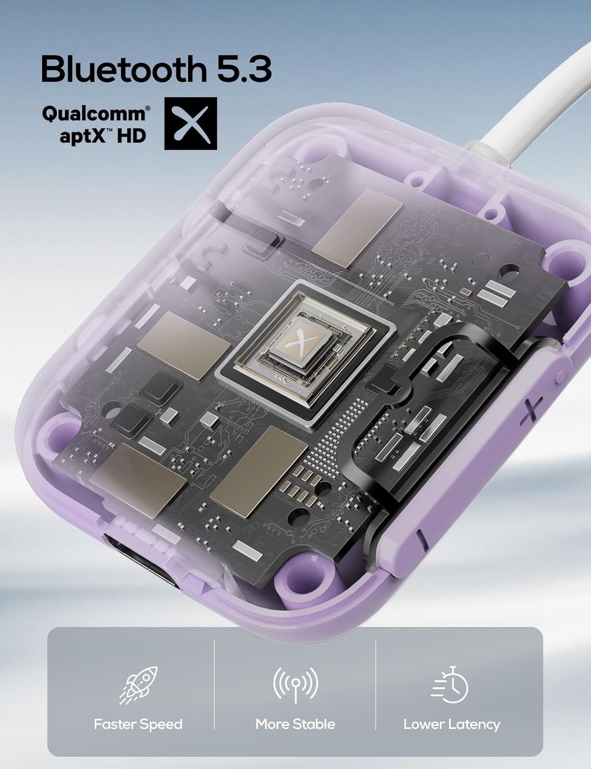 Nulaxy Air in-Flight Bluetooth Wireless Audio Transmitter Receiver for up to 2 AirPods Wireless Headphones, Bluetooth Adapter for All 3.5mm Aux Jacks on Airplanes, Purple