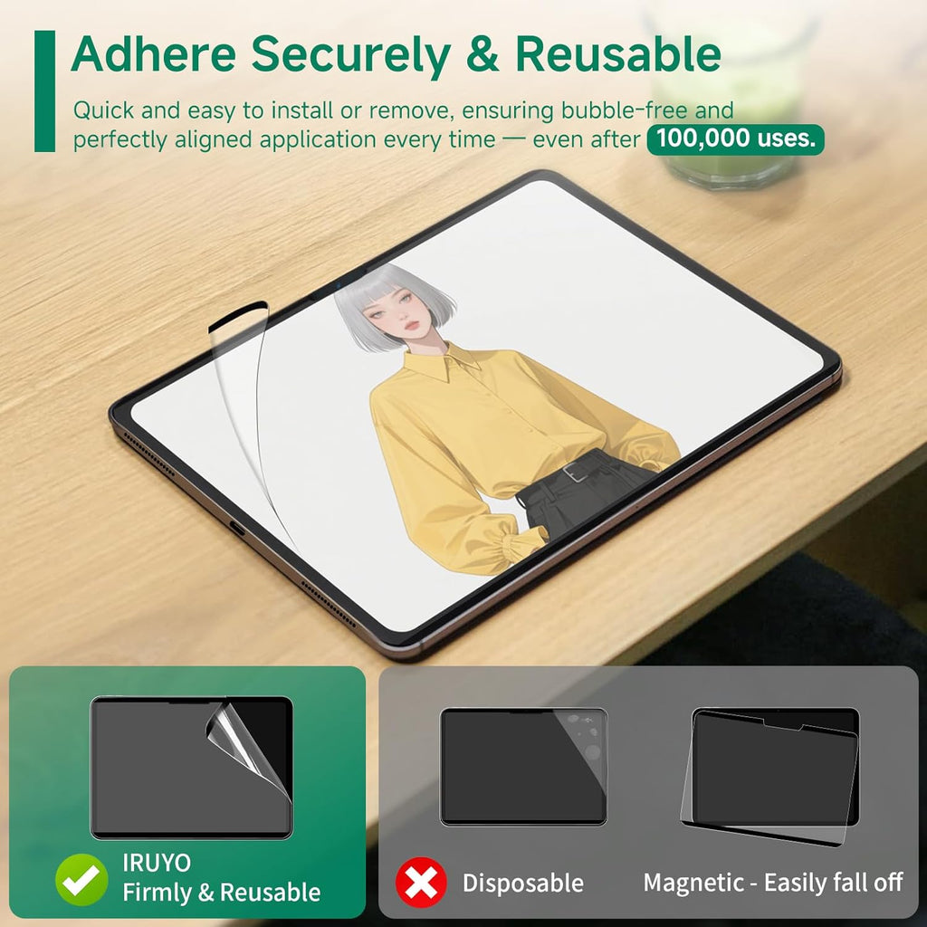 Nano-Suction Paper Feel Screen Protector for iPad Pro 13 Inch M4 2024, Removable, Reusable, Write as Real Paper, Anti Glare, Stable, Matte Finish