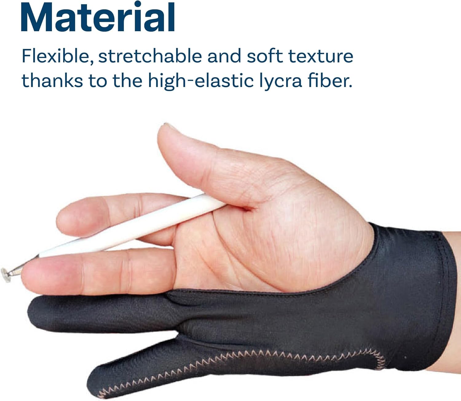 Drawing Glove for Digital Tablet and Sketching – by MMOBIEL – Model A 2-Finger Palm Rejection Artist Glove – Medium Size – Right and Left Hand Use